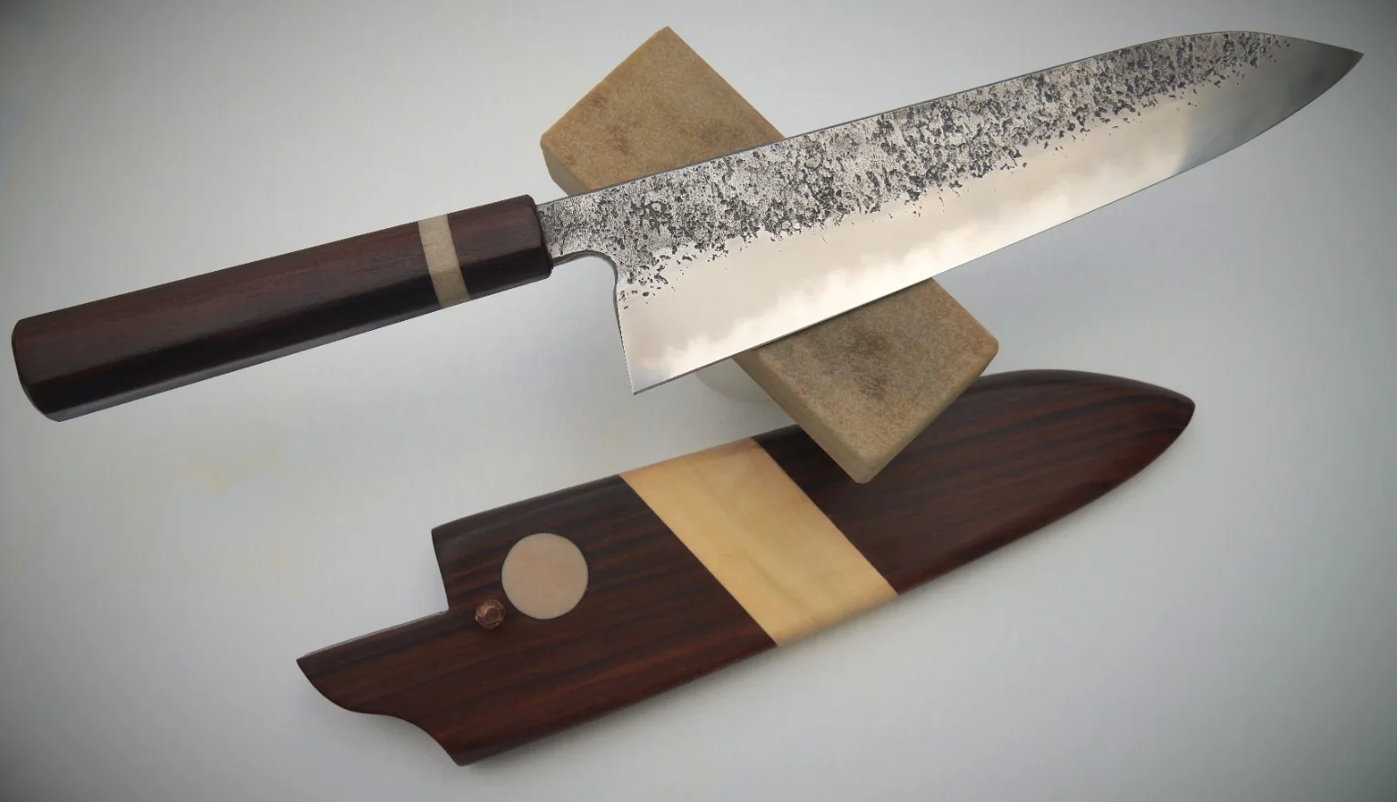 Polton gyuto with rosewood saya